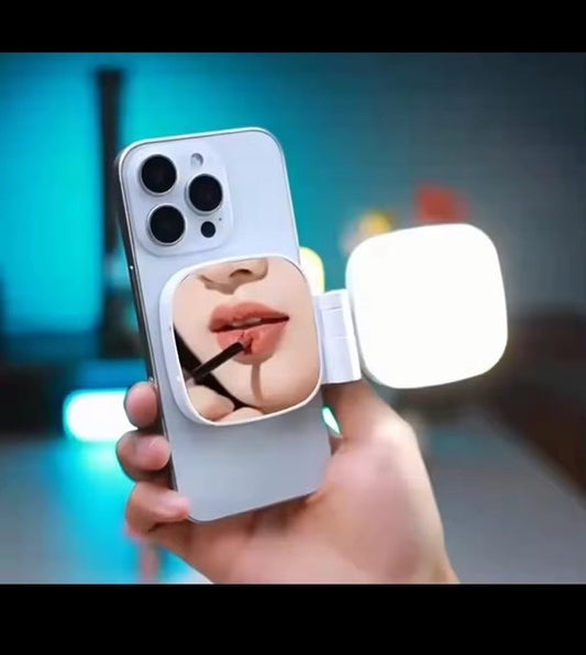 Miroir Lumineux Pliable avec Fixation Téléphone